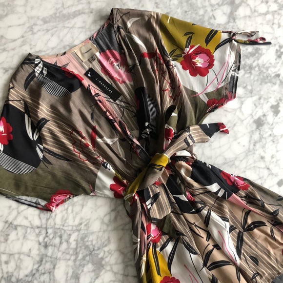 NWT I.Madeline Floral Stripped Wrap Dress - Picture 5 of 7